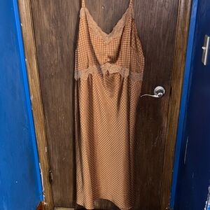 Torrid Brown Checkered Maxi Dress with Lace Trim